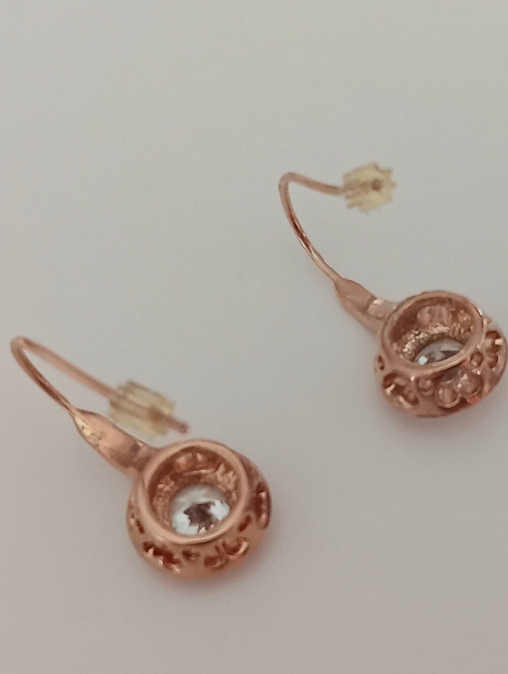 Rose Gold Halo Crystal Drop Earrings - Brand - Picture 4 of 4